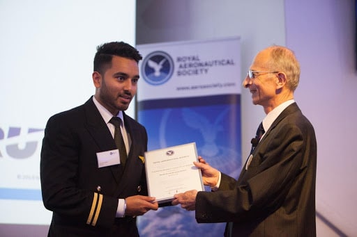 Bartolini Air Cadet Karan Dhak from Italy has won the Royal Aeronautical Society “Most Inspirational Cadet Pilot Award 2019”